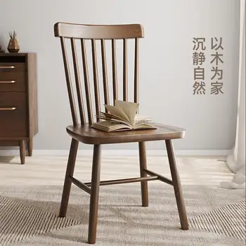 Стул с акцентом, обеденный стул из массива дерева, домашний стул, простой обеденный стул, Ретро-кресло для столовой, Старинная мебель для кабинета