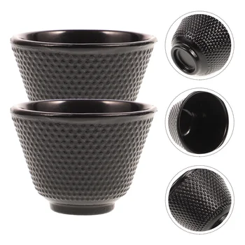 2 шт. Чугунная чайная чашка в японском стиле, Керамическая кофейная кружка, мини-стаканы для питья в стиле ретро Кунг-фу