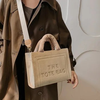 Женская квадратная сумка-тоут через плечо из эстетичного велюра с элегантным буквенным принтом, женские сумки через плечо с ручкой сверху, женские сумки Charisma