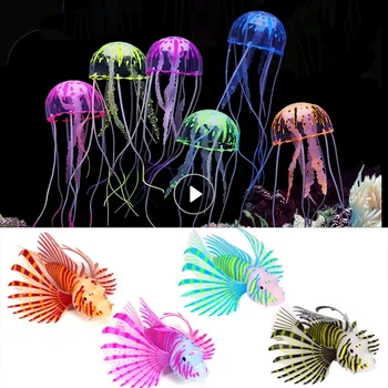 Силиконовый Искусственный Ночной Светящийся Гиппокамп Аквариум Аквариум Орнамент Подводное Украшение Украшение Аквариума с Медузами
