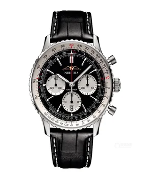 2022 Мужские кварцевые часы с кожаным ремешком 42 мм, сине-черные сапфировые наручные часы Super luminous montre de luxe