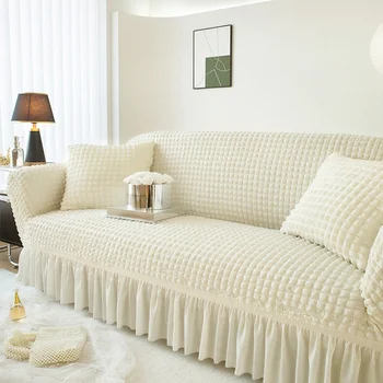 Чехлы для диванов с юбкой-пузырем для гостиной, дышащий эластичный чехол для дивана для дома, чехол для кресла, чехол для углового дивана