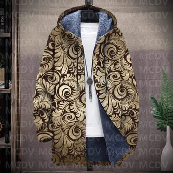 Мужское плюшевое толстое пальто с длинными рукавами, кардиган, психоделический цветок, 3D флисовое пальто с капюшоном, толстая теплая куртка унисекс
