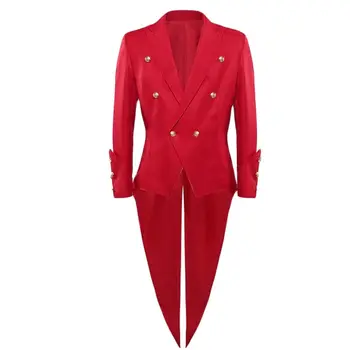 Мужской Викторианский пиджак в стиле Стимпанк, готический фрак, куртки, Винтажный красный сюртук эпохи Возрождения, Униформа для Косплея на Хэллоуин, костюм 3XL
