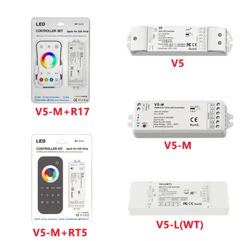 5-канальный контроллер светодиодной ленты 2.4G HZ RGB + CCT RF CV remote WiFi/RF 5 in1 LED Controller RGB + Цветной Кнопочный переключатель затемнения