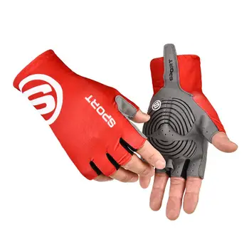 Женские мужские перчатки Ice Silk, спортивные велосипедные перчатки на полпальца (красный M)