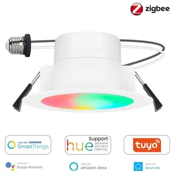 2шт Tuya Zigbee Smart LED Downlight WC туалет Потолочный Точечный Светильник RGB + CW Затемняющий Свет 6 Вт/9 Вт Умная лампа Работает С Alexa