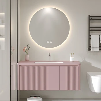 Новый шкаф для ванной Комнаты Со встроенной раковиной из Каменной плиты, Умный Зеркальный Шкаф для ванной Комнаты, Умывальник во французском стиле