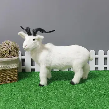 Реалистичная плюшевая модель козы, искусственный мех, поделки сельскохозяйственных животных для украшения газона на открытом воздухе, Яркая имитация орнамента из козы