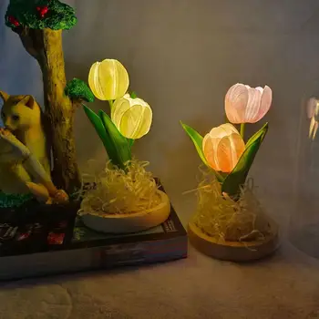 Цветочный купол Многофункциональный искусственный цветок, не ослепляющий Светильник-тюльпан с низким энергопотреблением В стеклянном куполе в подарок