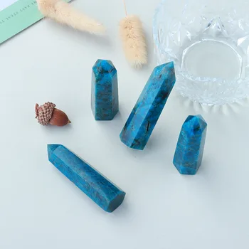 4-5 см натуральный кварц синий апатит точечный полированный кристалл Башня шахта энергетический драгоценный камень