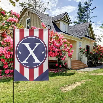 Американская монограмма 4 июля, Садовый флаг, Буква X, Звезды и полосы, Патриотический Декор для двора в честь Дня независимости 
Флаг США