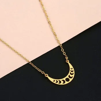 Новое модное ожерелье с подвеской в виде луны из нержавеющей стали, женская индивидуальность, все просто, ожерелье с подвеской в виде луны, цепочка на ключице, ювелирное изделие