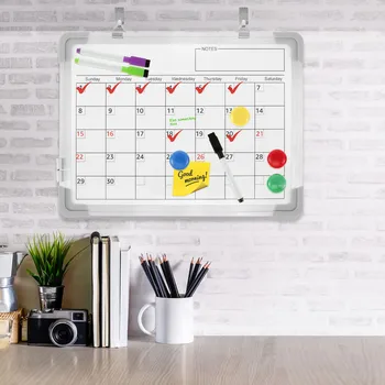 Магнитная доска для стены, Маленький ежемесячный календарь, доска сухого стирания, подвесная двусторонняя белая доска с 16 ручками, 8