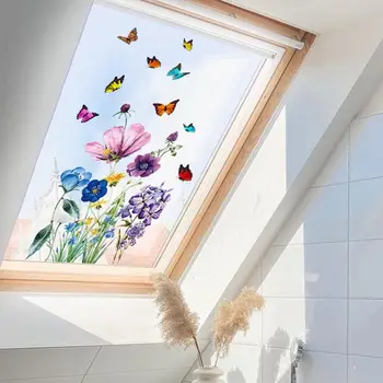 Наклейки на окна в виде бабочек, простые наклейки в виде цветов, защита от столкновений, съемная пленка для окон