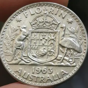 Кенгуру и эму Австралия Серебряная монета в 1 линь 1950-х годов Диаметром 28,5 мм Королевы Елизаветы