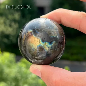 Хрустальный шар из редкого натурального лабрадорита 5 см, настоящий камень с синей резьбой, драгоценный Камень для медитации Фэншуй, подарок для домашнего декора