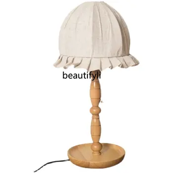 Ретро-лампа для бара в японском стиле из хлопка и льна, украшение для дома в чайной комнате, Прикроватная лампа для кабинета, спальни