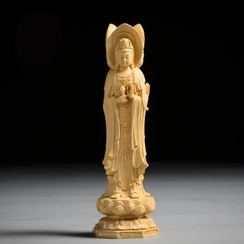 Трехликая Статуя Будды Гуаньинь Деревянные Статуи Дхармы Сангхи Буддизм Восточные Маленькие Фигурки Декор стен дома