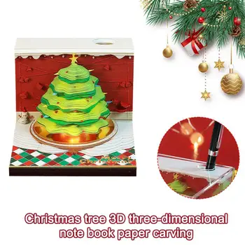 Рождественская елка 3D трехмерные тетради бумага резьба Блокнот календарь домик на дереве-служба отмечает, памятки декор подарок на день рождения