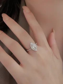 Популярное в 2023 году европейское и американское кольцо из серебра 925 пробы с натуральным камнем и микро-бриллиантом из розового золота Модное кольцо для женщин