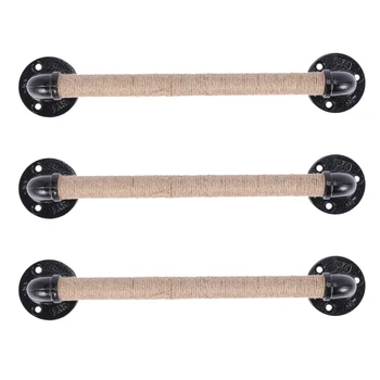 3X Мебельная ручка из труб в индустриальном стиле, ручки для раздвижных деревянных дверей сарая, черная антикварная ручка из кованого железа
