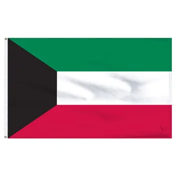 Флаг Кувейта 90 * 150 см, полиэстер, Подвесной флаг Кувейта, Баннер Арабского государства для офиса/Мероприятия/Парада/Декора