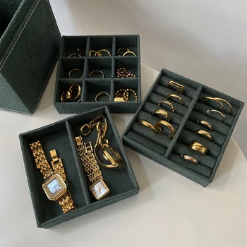 Винтажные модные Простые плюшевые Трехслойные часы, кольцо, браслет, Серьги, коробка для хранения ювелирных изделий, аксессуары для одежды, коллекционный чехол