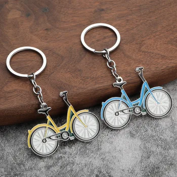 Желто-синий Велосипед Брелок для ключей Велосипед Милые Металлические брелки для ключей Украшения Брелки для ключей Мужская сумка Кошелек Кулон Подарки Аксессуары