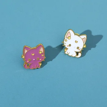 Милые эмалированные булавки с изображением кота-Луны, котенка Каваи, металлическая брошь-значок для ювелирных изделий, аксессуары, подарки на Хэллоуин для женщин и девочек