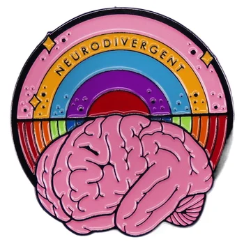 Булавка с твердой эмалью Neurodiviversity Brain, значок с надписью Neurodivergent Rainbow, брошь 