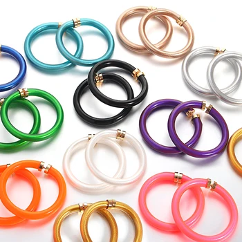 AENSOA, легкие многоцветные силиконовые круглые серьги-кольца для женщин и девочек, буддийские серьги-кольца с блестками, ювелирные изделия