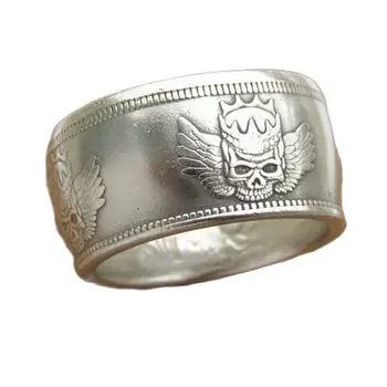 RG (04) 90% Серебряное кольцо с серебряной монетой в долларах США Hobo Morgan Ручной работы, размеры 7-16