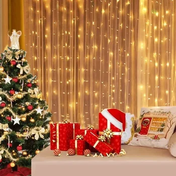Светодиодная гирлянда для занавесок 3/4 / 6 м, USB-гирлянды, домашний декор окна комнаты с пультом дистанционного управления, украшение для рождественских свадеб и праздников 2024 года
