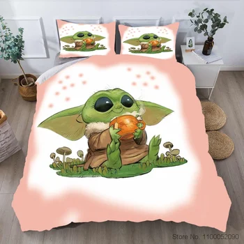 Детские постельные принадлежности Yoda Wars 3D с мультяшной звездой домашнего текстиля для мальчиков, подарочные комплекты пододеяльников для пуховиков Single Queen King Disney