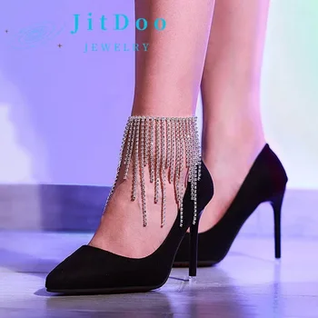 JitDoo, мерцающая кисточка ручной работы, полная стразов, блестящий браслет-цепочка для женщин, роскошные украшения для ног, Аксессуары на высоком каблуке, подарок