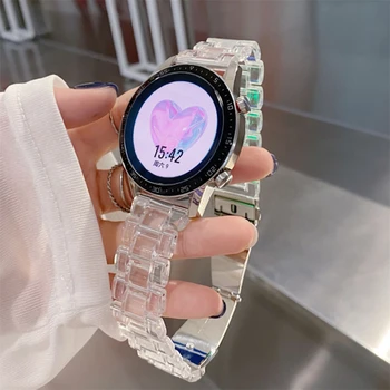 Корейский для Samsung Galaxy Watch 4 5 Ремешок 44 мм 40 мм + чехол Браслет из прозрачной смолы для Galaxy Watch 4 Классический женский ремешок