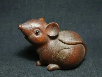 Фигурка умной мыши ручной работы из японского самшита, коллекционный подарок -нэцкэ
