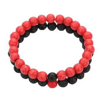 Унисекс мм Красные камни, бусины, эластичный браслет для медитации ручной работы