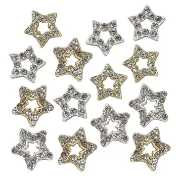10шт ажурных украшений для ногтей в виде пятиконечной звезды, Сверкающая звезда-трехмерное украшение из алмазного сплава для ногтей с бриллиантами