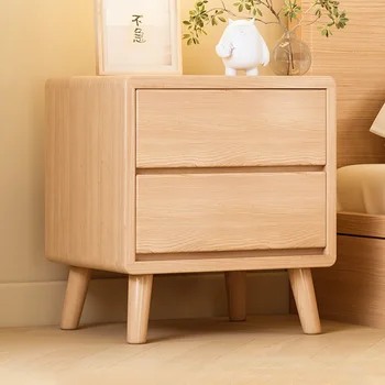 Простая спальня из массива дерева, хранилище из каучукового дерева, прикроватный шкафчик
