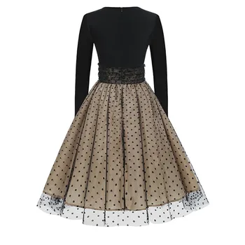 Женские вечерние платья-качели в горошек, ретро Кружевная сетка, лоскутное платье в стиле пин-ап, сарафан в стиле рокабилли, женское элегантное винтажное платье 50-60-х годов.