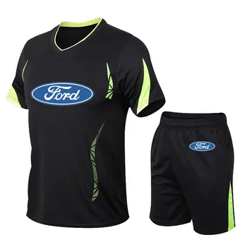 НОВЫЙ мужской Летний спортивный мужской костюм с логотипом автомобиля Ford, мужской костюм с коротким рукавом, горячая распродажа, высококачественный хлопковый повседневный Мужской костюм для бега трусцой