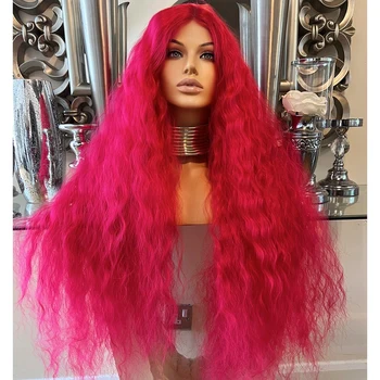 Синтетический парик на кружеве Bernardo, Афро-Кудрявые парики для женщин, нежно-розовый парик, синтетические волосы, естественно Выглядящие Глубокие Кудрявые парики