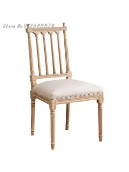 Ретро-стул в стиле французского Кантри, Римская Колонна, Художественное Кресло со Спинкой из цельного дерева, Дизайнерский обеденный Стул для семейного отдыха в ресторане отеля