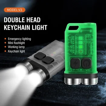 Ручной фонарик-брелок EDC мощностью 900 люмен, сверхяркий, перезаряжаемый через USB, с магнитным аварийным фонарем для кемпинга