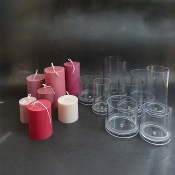 Большая 3D цилиндрическая форма для свечей с плоским верхом, Набор для изготовления свечей ручной работы, Легкие Пластиковые Акриловые формы, Украшения для дома, Подарки