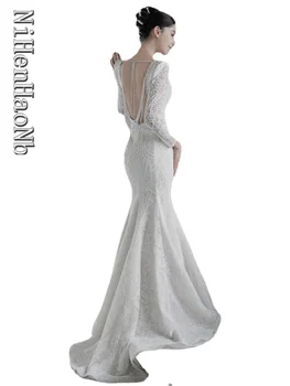 Свадебное платье 2023 с квадратным воротником, придворный шлейф русалки, платье принцессы Vestido De Novia