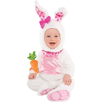 Комбинезон белого кролика для девочек унисекс на Пасху, косплей на Хэллоуин, детский костюм кролика для косплея