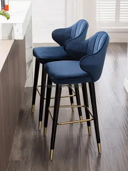 Легкий роскошный барный стул из массива дерева, высокий стул в американском стиле, скандинавский барный стул, модный современный итальянский бытовой высокий стул